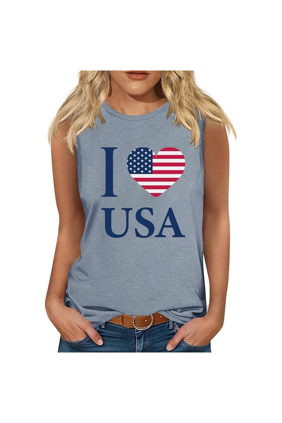 I Heart USA, I Love USA, America Patriotic 4th July Tshirt T-Shirt Womens American Flag Tank Tops Sleeveless Tees