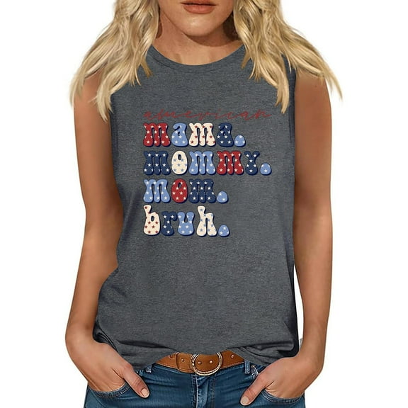 TDYHUAO Mama Mommy Mom Bruh Tank Tops Women Mama Tanks Tops Funny Mama Life Letter Print Graphic Sleeveless Tees Shirts