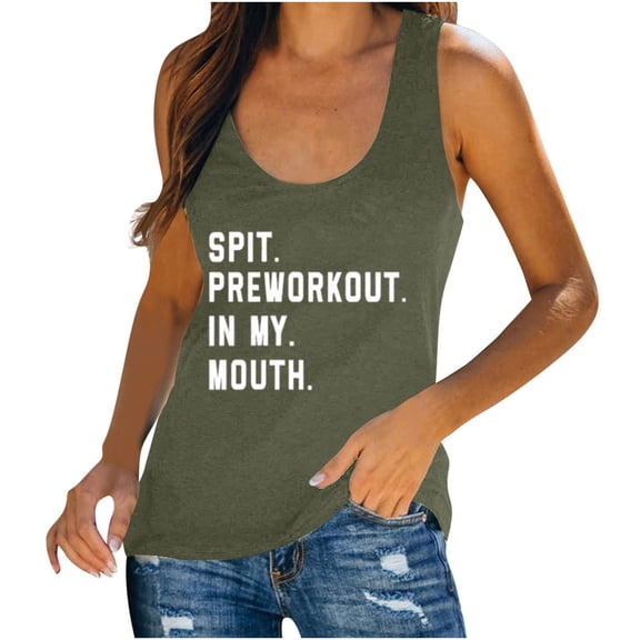 TDYHUAO Spit Preworkout In My Mouth Funny Gym Workout Racerback Tank Top Womens Summer Casual Sleeveless Letter Printed Shirts