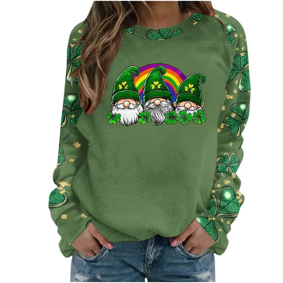 TDYHUAO St. Patricks Day Shirt for Womens Cute Gnomes Sweatshirt Shamrock Printed Shirts Short Sleeve Rainbow Graphic Tee Tops