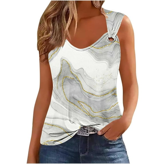 TDYHUAO Tank Tops for Women 2024 Dressy Casual Shirts Summer 3D Marble Print Loose Fit Camisole Cute Trendy Sleeveless Blouses