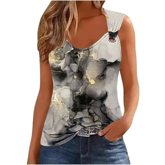 TDYHUAO Tank Tops for Women 2024 Dressy Casual Shirts Summer 3D Marble Print Loose Fit Camisole Cute Trendy Sleeveless Blouses