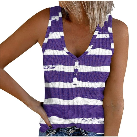 TDYHUAO Women Knit Tank Tops Summer Casual Ribbed V Neck Sleeveless Basic Cami Top Slim Henley Button Down Blouses Camisole