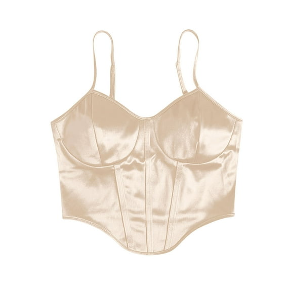 TDYHUAO Women Sexy Satin Adjustable Spaghetti Strap Crop Top Silk Tank Top Corset Y2K Fashion Bustier Party Clubwear Cami Tops