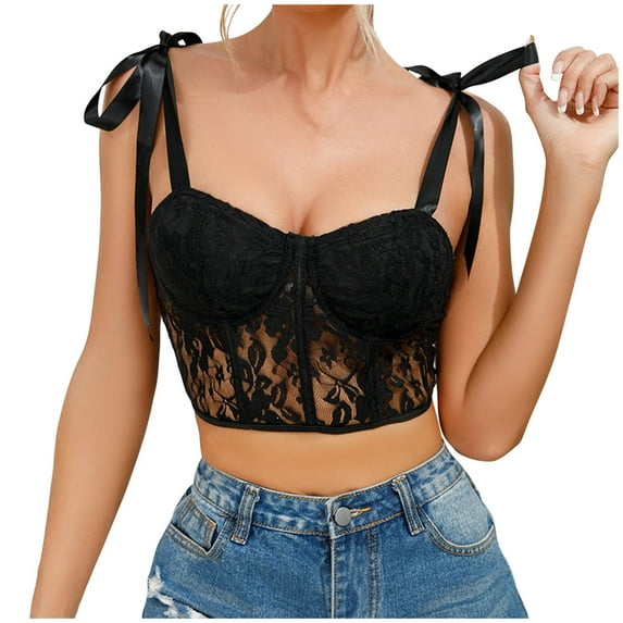 TDYHUAO Women's 2024 Summer Corset Tops Sexy Spaghetti Straps Mesh Bustier Top Vintage Party Bodice Cute Camisole Tank Tops
