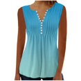 thumbnail image 1 of TDYHUAO Women's Summer Pleated Button Sleeveless T-Shirt V-Neck Gradient Color Casual Tank Top Dressy Flowy Blouse Tunic Tops, 1 of 5