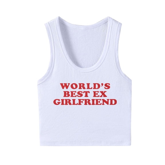 TDYHUAO World's Best Ex Girlfriend Funny Sayings Tank Top Women's Summer Tank Tops Workout Exercise Shirts Y2k Yoga Crop Tops