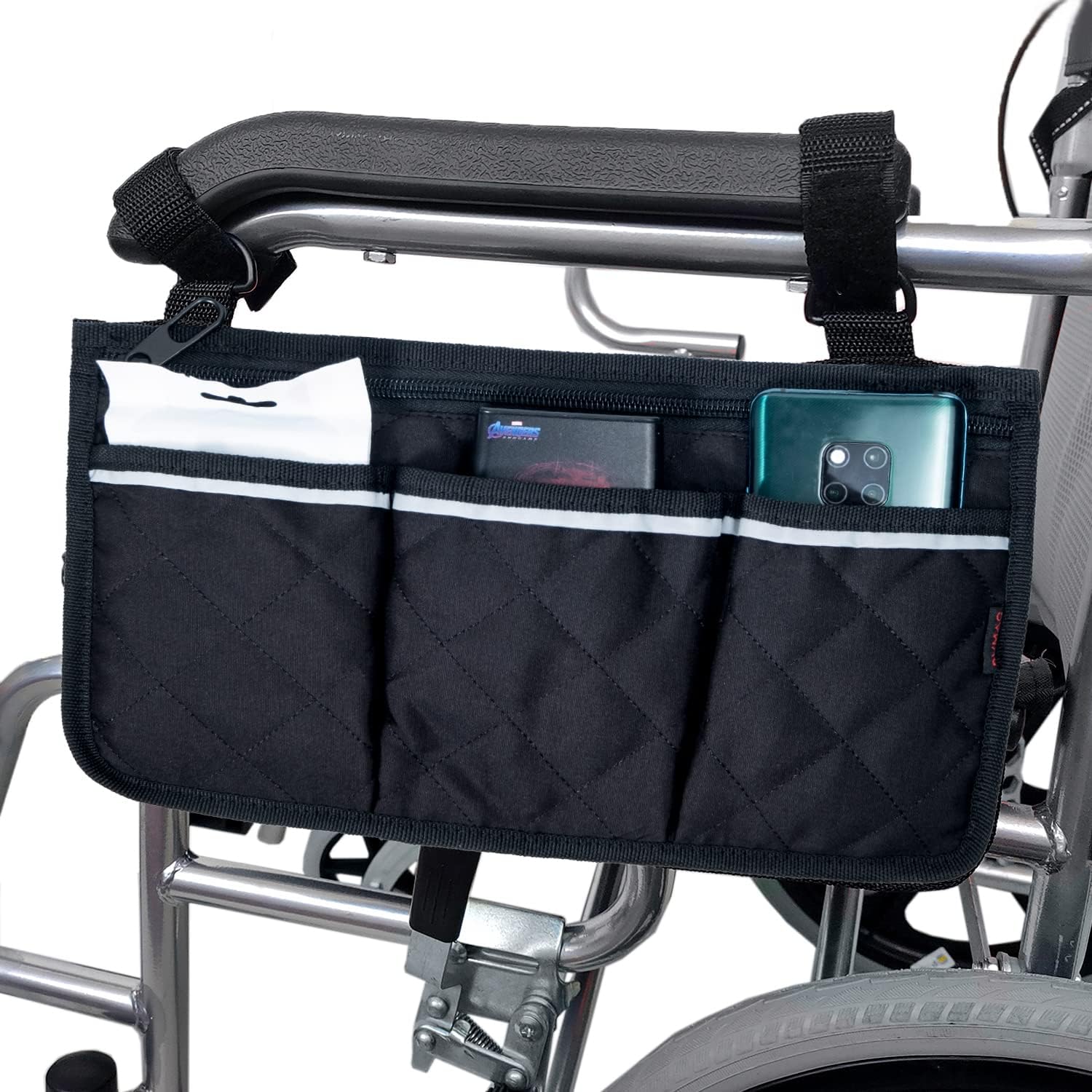 TDYUSG Wheelchair Side Bag,Wheelchair Pouch Side Pocket,Armrest Storage Accessories Attachments