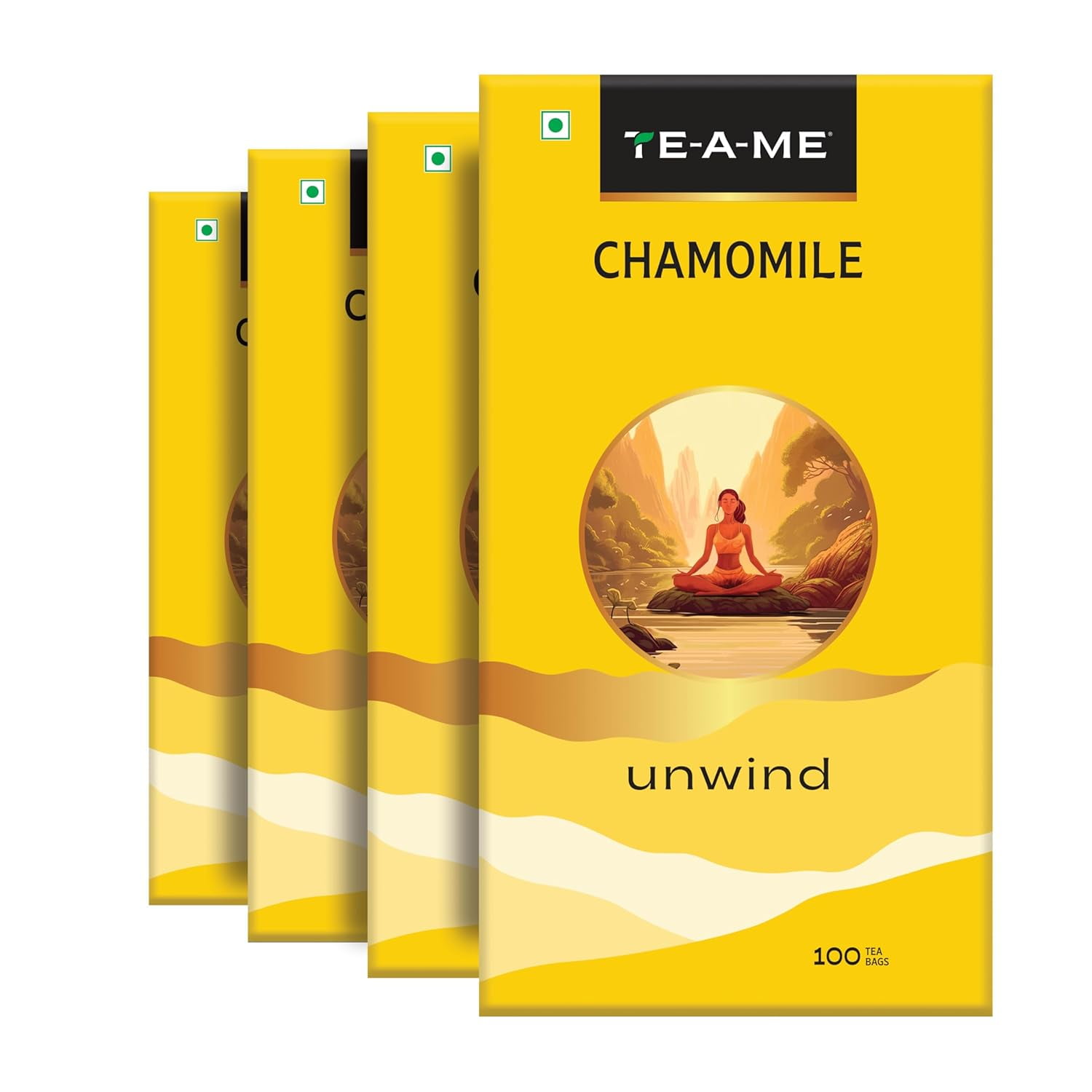 TE-A-ME Unwind Chamomile Tea - Pack Of 4 X 100 Infusion Tea Bags | Chamomile Tea For Good Sleep - Caffeine Free, Biodegradable | Packaging Might Vary