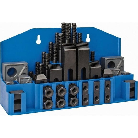 TE-CO 20402PL 52 Piece Fixturing Step Block & Clamp Set with 1" Step Block, 5/8" T-Slot, 1/2-13 Stud Thread