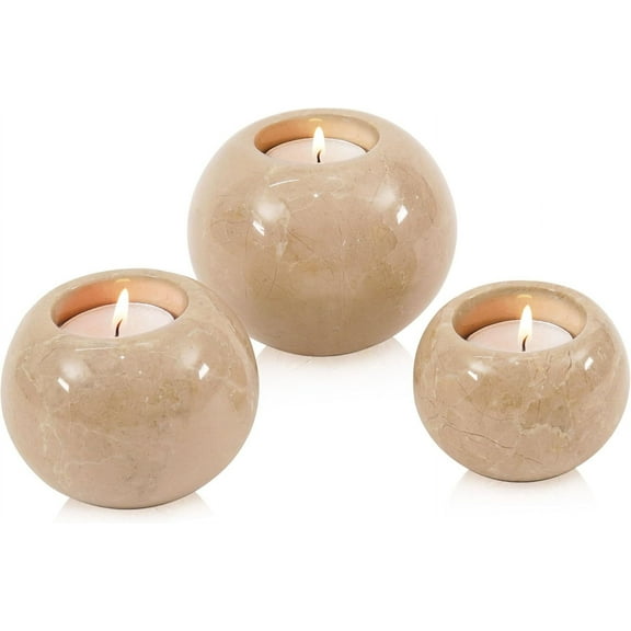 Radicaln Verona Marble 4 inch Tealight Candle Holder Set of 3 - Votive Candle Holders and Tea Lights for Wedding Centerpieces & Elegant Table Accent Décor