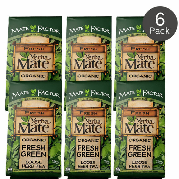 Mate Factor Organic Fresh Green Yerba Mate Loose-Leaf Tea 12 oz Bags 6-Pack