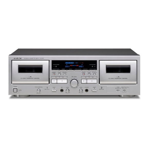 TEAC W-1200 Dual Cassette Player Recorder with Pitch Control Mic Input & USB Out (Silver)