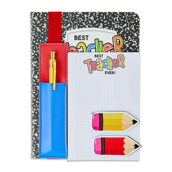 Best Teacher Ever Journal Gift Set, Black and White, 6 Pieces, Valentine's Day by Way To Celebrate