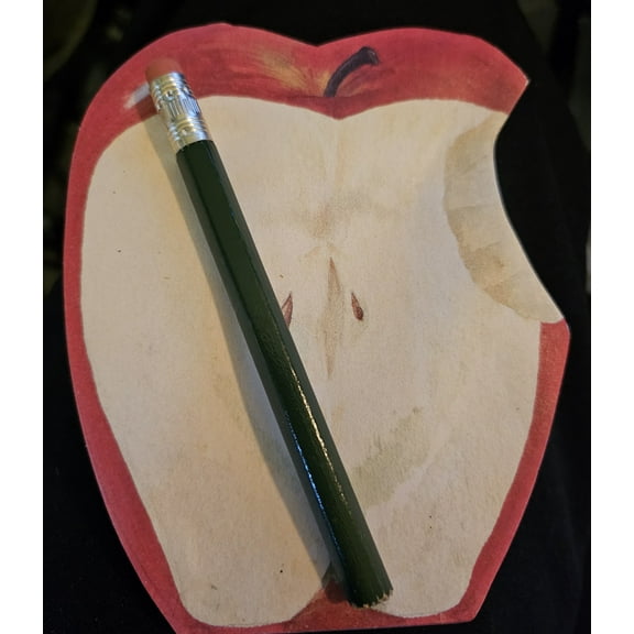 TEACHER'S APPLE Die Cut Notepad & Pencil - NEW