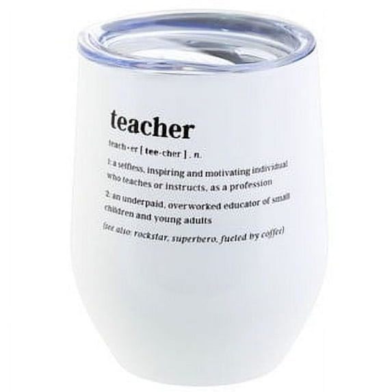 TEACHER - White Wine Drink Tumbler 12oz with Sip Lid Stainless Steel Insulated