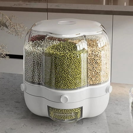 TEAFIRST Cereal Dispenser Container, Rice Dispenser Storage Container for Kitchen, BPA-free, White