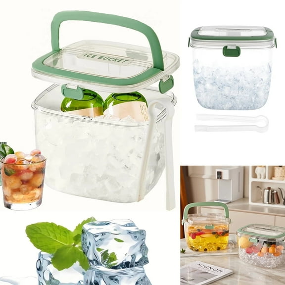 TEAFIRST Ice Bucket with Lid, Ice Storage Bin Tong Ice Bucket Container with Handle 5L for Camping