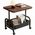 thumbnail image 1 of TEAFIRST Rolling Side Table with Storage Shelf Wood Top & Metal Frame for Living Room, Bedroom, 1 of 7