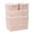 thumbnail image 1 of TEAFIRST Set of 4 Storage Bins, Organizer Container with Lids Stackable for Bathroom, Plastic, Pink, 1 of 6
