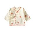 thumbnail image 1 of TEAJOPSUU 0-3M Preemie Newborn Baby Side Snap Shirt Cotton Boy Girl Unisex Underwear Cute Printed Short Sleeve Wrap Around Kimono Tees Pajama Tops C-Beige, 1 of 3