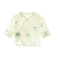 thumbnail image 1 of TEAJOPSUU 0-3M Preemie Newborn Baby Side Snap Shirt Cotton Boy Girl Unisex Underwear Cute Printed Short Sleeve Wrap Around Kimono Tees Pajama Tops R-Beige, 1 of 3