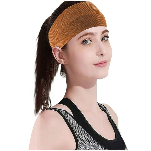 TEAJOPSUU 1 Pack Headbands for Women Stretchy Non Slip Soft Cotton Cloth Hair Bands Elastic Wide Headbands Workout Yoga Sport Headbands B-Brown