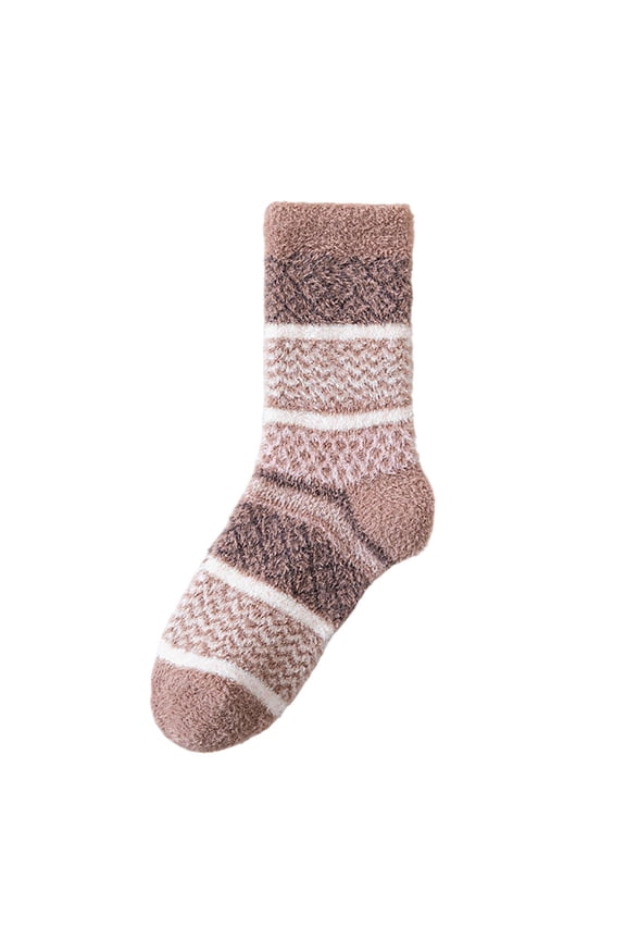 1 Pair Wool Knit Socks for Women Cute Fuzzy Thermal Colorful Slippers Winter Warm Crew Socks,B-Brown*