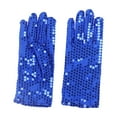 thumbnail image 1 of TEAJOPSUU 1 Pairs Sparkling Sequin Gloves for Women Rhinestone Glitter Dance Gloves Short Christmas Cosplay Gloves for Halloween Party Accessory A-Blue, 1 of 3