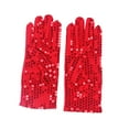 thumbnail image 1 of TEAJOPSUU 1 Pairs Sparkling Sequin Gloves for Women Rhinestone Glitter Dance Gloves Short Christmas Cosplay Gloves for Halloween Party Accessory A-Red, 1 of 3