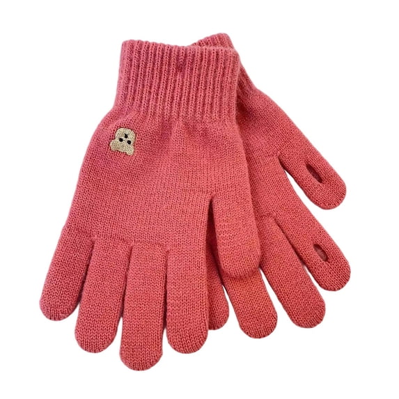 TEAJOPSUU 1 Pairs Winter Cute Gloves for Women Touch Screen Solid Color Glove Elastic Warm Thermal Knit Lining Gloves for Cold Weather I-Hot Pink
