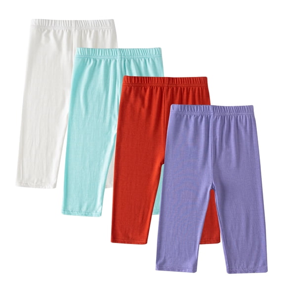 TEAJOPSUU 2-13Y Girls Capri Leggings 4 Pack Stretchy Cropped Tights Soft Yoga Pants for Kids Teens Leisure Wear R-Multicolor