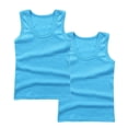 thumbnail image 1 of TEAJOPSUU 2 Pack Kids Tank Tops Unisex Boys Girls Ribbed Round Neck Sleeveless Workout Shirt Summer Solid Color Basic Tops 2-14 Years Blue, 1 of 3