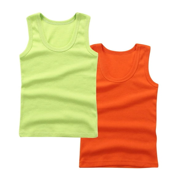 TEAJOPSUU 2 Pack Tank Tops for Unisex Kids Summer Loose Sleeveless T Shirt for Boys Girls Lightweight Soft Round Neck Shirt Green
