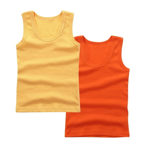 TEAJOPSUU 2 Pack Tank Tops for Unisex Kids Summer Loose Sleeveless T Shirt for Boys Girls Lightweight Soft Round Neck Shirt Khaki
