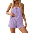 thumbnail image 1 of TEAJOPSUU 2 Piece Sets for Womens Bandeau Top Elastic Waist Shorts Sets Casual Summer Matching Sets Purple, 1 of 9