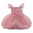 thumbnail image 1 of TEAJOPSUU 6M-3Y Girls Tutu Skirt Puff Short Sleeved Tulle Dress Fluffy Dance Dress Printed Princess Dress for Kids I-Pink, 1 of 9
