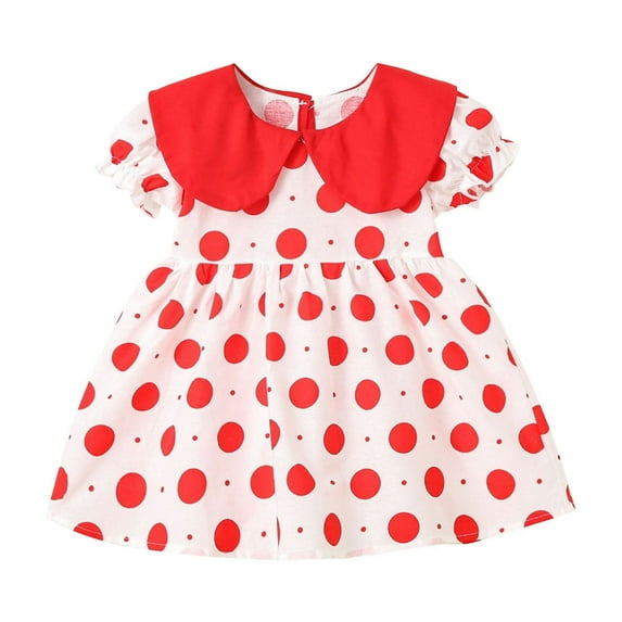 TEAJOPSUU Baby Girl Dress Infant Toddler Dress Summer Puff Sleeve Floral Print Dress Summer Princess Party Dresses 6M-3Y A-Red