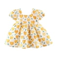 thumbnail image 1 of TEAJOPSUU Baby Girl Dress Infant Toddler Dress Summer Puff Sleeve Floral Print Dress Summer Princess Party Dresses 6M-3Y D-Yellow, 1 of 6