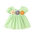 thumbnail image 1 of TEAJOPSUU Baby Girl Dress Infant Toddler Dress Summer Puff Sleeve Floral Print Dress Summer Princess Party Dresses 6M-3Y F-Green, 1 of 4