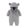 thumbnail image 1 of TEAJOPSUU Baby Girls Boys Bear Fleece Outfit Newborn Fluffy Jumpsuit Winter Warm Onesie Snowsuit Thick Button Down Hooded Romper Jumpsuit D-Gray, 1 of 6