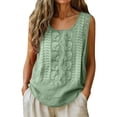 thumbnail image 1 of TEAJOPSUU Boho Cotton Blend Tank Tops for Women Solid Sleeveless Round Neck Shirts Casual Embroidered Blouses Green, 1 of 7