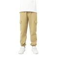 thumbnail image 1 of TEAJOPSUU Boy's Cargo Sweatpants Casual Joggers Pants Solid Color Hiking Lightweight Pants for Sports Outdoor with Pockets B-Khaki, 1 of 7