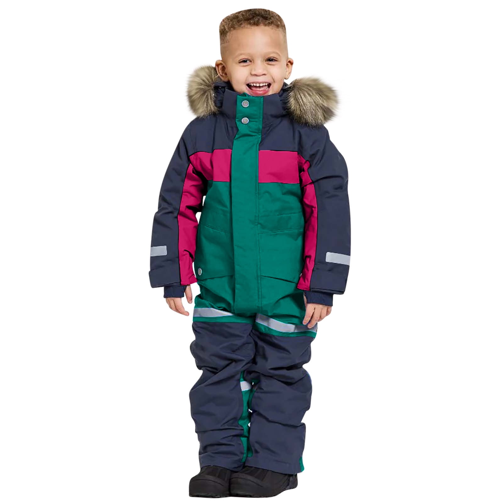 TEAJOPSUU Boy's Girl's Snow Suit Infant Toddler Baby Skisuit One Piece Waterproof Insulated Winter Jumpsuit Coveralls 1-15 Years B-Green