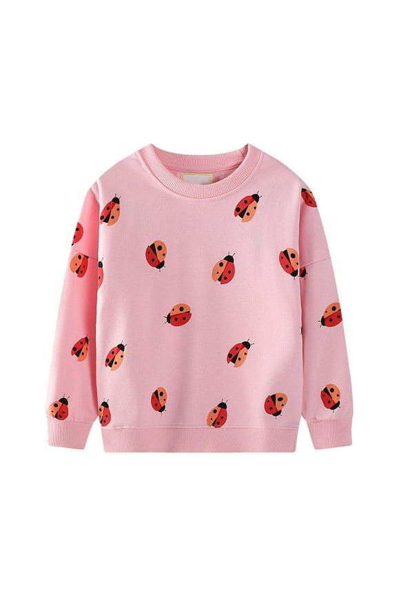 Boys' And Girl'S Cute Graphic Sweatshirts Long Sleeve Crewneck Sweatshirts Comfy Loose Pullover Fall Fashion Tops T Shirt E-Pink