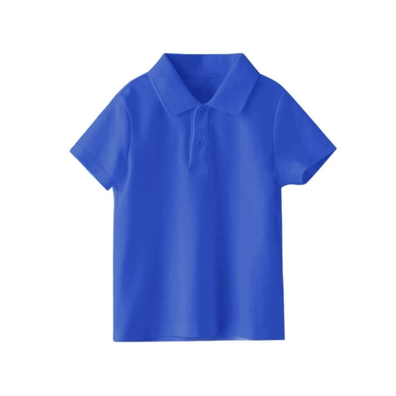 TEAJOPSUU Boys And Girls Short Sleeve Shirt Kids School Uniform Solid Color Turndown Collar Moisture Wicking Active Shirt,B-Blue