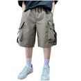 thumbnail image 1 of TEAJOPSUU Boys Cargo Shorts with Multi Pockets Summer Elastic Waist Cropped Pants for Kids Teens Loose Fit Knee Length Sport Pants 5-16Y C-Army Green, 1 of 4