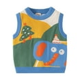 thumbnail image 1 of TEAJOPSUU Boys Cartoon Pattern Sweater Vest Cotton Crew Neck Vest Kids Uniform Knit Jacquard Sleeveless Sweaters for Children 1-8Y E-Blue, 1 of 9