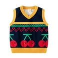 thumbnail image 1 of TEAJOPSUU Boys Cartoon Pattern Sweater Vest Cotton Crew Neck Vest Kids Uniform Knit Jacquard Sleeveless Sweaters for Children 1-8Y G-Blue, 1 of 9