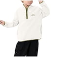 thumbnail image 1 of TEAJOPSUU Boys Girls Quarter Zip Sweatshirt Polar Fleece Long Sleeve Sweatshirts Mock Neck Thermal Underwear Fall Warm School Uniform,White, 1 of 9